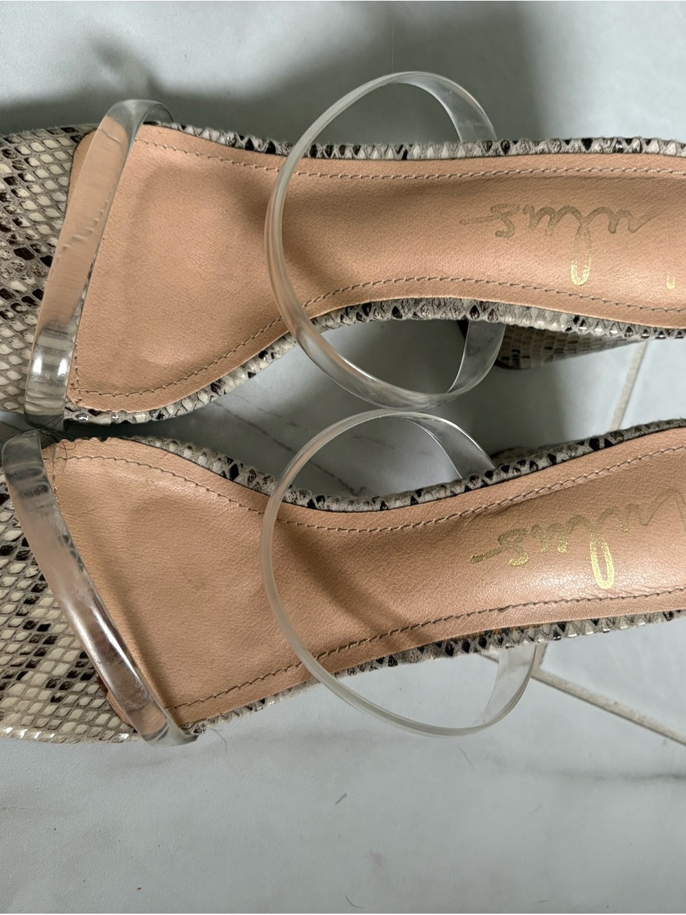 Lulus Clear Strap Snake-Print Women's Sandals - Beige
